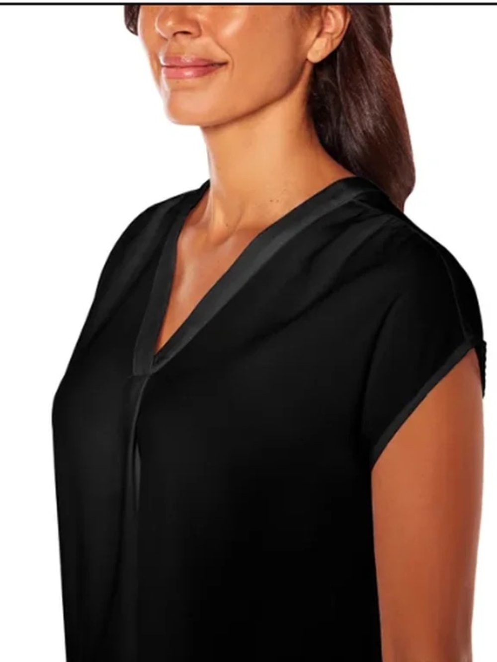 Banana Republic Black V-Neck Plus-Size Blouse